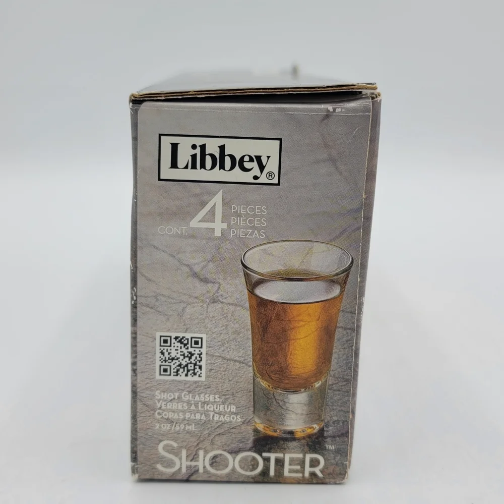 Libbey Charisma Shot Glasses Set of 4 Shooter Glasses Clear Heavy Base Barware